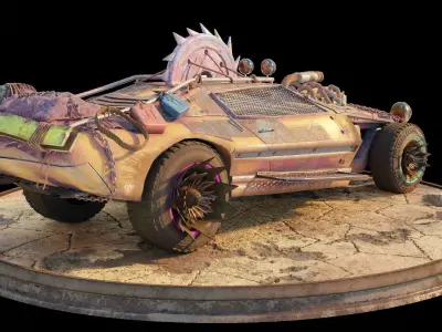 Post Apocalyptic Vehicle Blender Scene 3D model