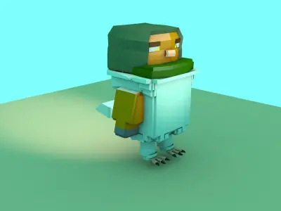 Bird Soldier Model Low Poly Low-poly 3D model