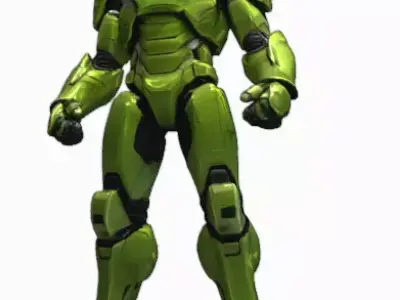 Green Cybernetic Mecha Warrior Robot 3D Character Low-poly 3D model