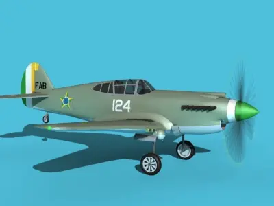 Curtiss P-40B Tomahawk V08 Brazil 3D model