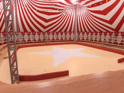 Interior And Exterior Circus Tent 03 3D model