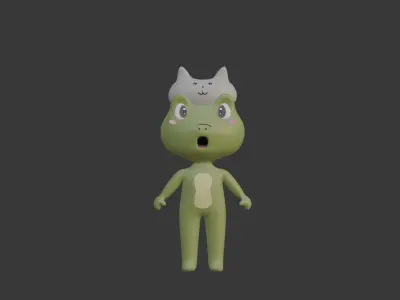 cute low poly 3d frog character Low-poly 3D model