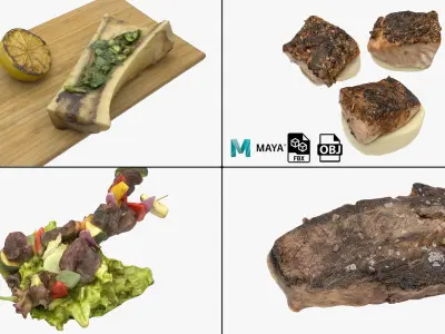 draft salad on skewer 3D model