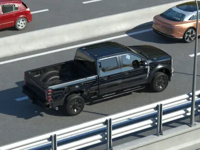 Black Heavy Duty Pickup Truck 3D model