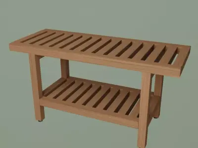 Teak Shower Bench Free 3D model