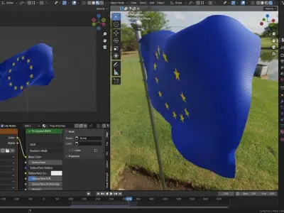 Animated Europe and NATO Flags 3D model
