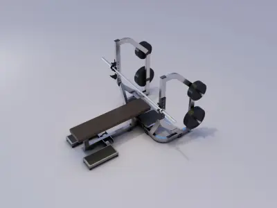  Barbell Bench Press Low-poly 3D model