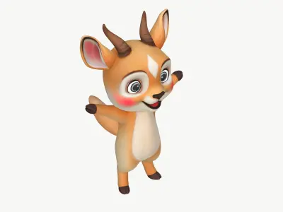 High-Quality Stylized Character Cartoon Gazelle 3D model