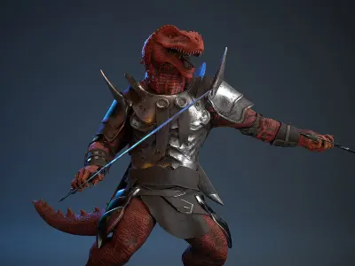 Dinosaur gladiator Low-poly 3D model