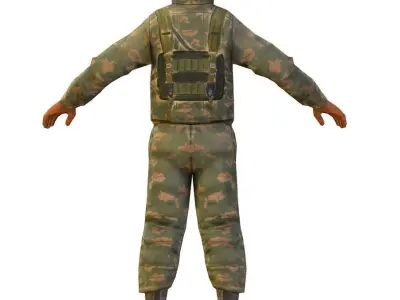 LowPoly Man Old USSR Soldier Low-poly 3D model