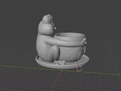Cute Frog Plant Pot STL  Cartoon Frog Planter Free 3D print model