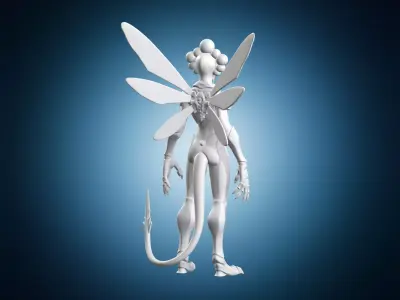 Alien Insect Queen With Wings Sci Fi Creature Miniature 3D print model