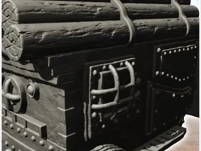 Sci-Fi all-terrain truck for wood transport with four wheels -1- 3D print model