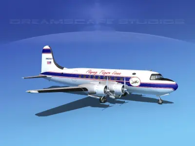 Douglas DC-4 Flying Tiger Line Cargo 3D model