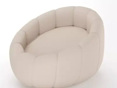 Contemporary Padded Sofa 3D Model - Cozy Rounded Design Free 3D model