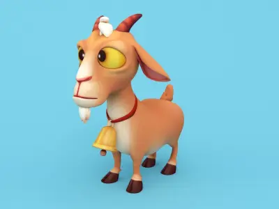 Goat Cartoon Low Poly Low-poly 3D model
