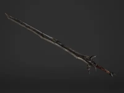 Old Long Elvish Sword Free low-poly 3D model