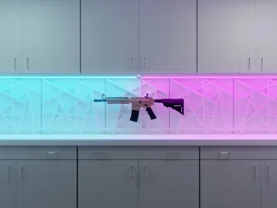 The Armory kitchen with gun on counter Low-poly 3D model