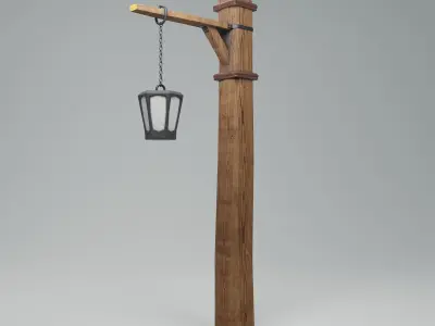 Wood pillar lamp Free low-poly 3D model