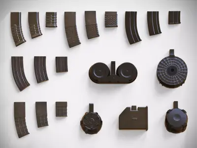 Magazine Attachments Pack - Clip - LMG - Sniper - Rifle - Pistol Low-poly 3D model