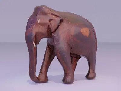 Elephant wood handmade sculpture 01 high-poly 3D model