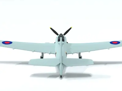 Low Poly Cartoon Fairey Spearfish WWII Airplane Low-poly 3D model