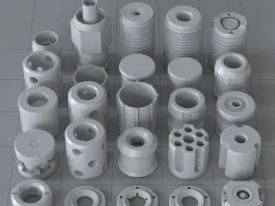 Hard Surface Kitbash Part 02 - Subdiv Ready Free 3D model