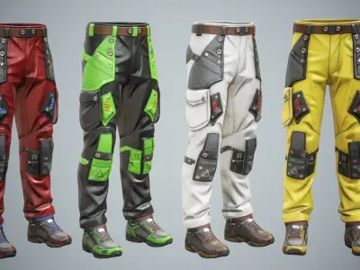 Sci-Fi Pants Sneakers p01 Low-poly 3D model