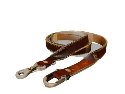 Worn Leather Rifle Sling 3D model