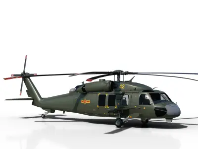 PBR Chinese Z-20 armed helicopter Z20 Low-poly 3D model