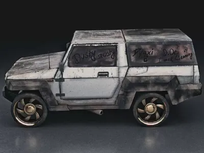 SUV with shiny wheels Low-poly 3D model