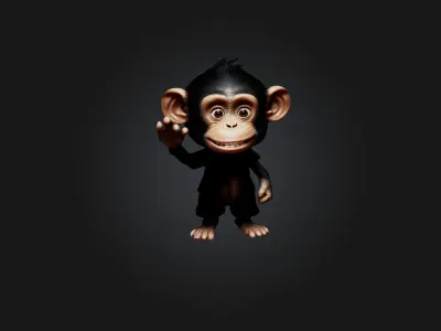 Cartoon Chimpanzee Low-poly 3D model
