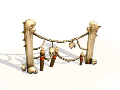 Handpaint Cartoon Bone Memorial Totem Symbol Low-poly 3D model