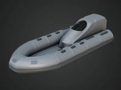 Civilian Inflatable Dinghy Silver Color 3D model
