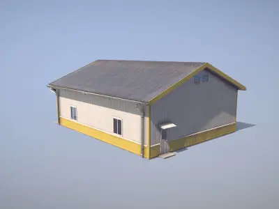 Airfield Hangar 12m Vr2 YELLOW Low-poly 3D model