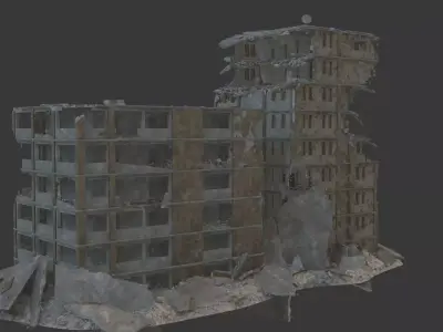 destroyed building Low-poly 3D model