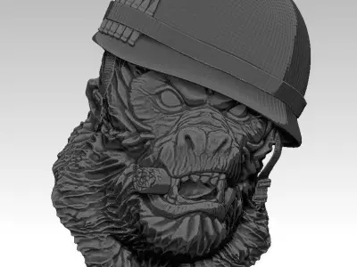 Detailed Angry Warrior Monkey soldier Cigar 3D print model