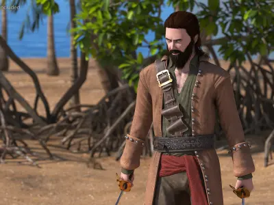 Rogue Pirate Man with Sabers 3D model