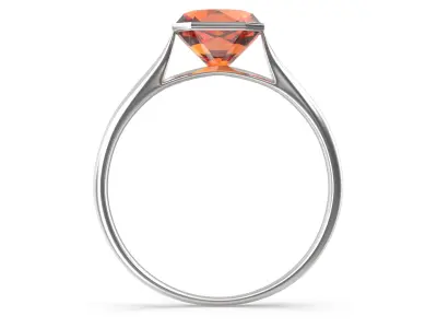 Asscher Cut Imperial Topaz On Silver Wedding Ring V01 3D model
