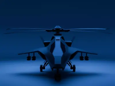 Attack Helicopter Low-poly 3D model