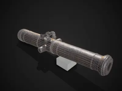 PBR Old Cannon Low-poly 3D model