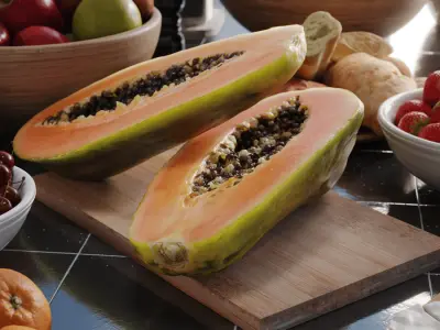  Halved Papaya Models 