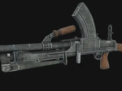 Machine gun Bren Low-poly 3D model