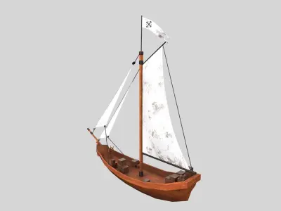 historic boat Low-poly 3D model