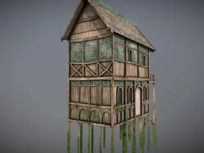 Medieval lake village - House 2 Low-poly 3D model