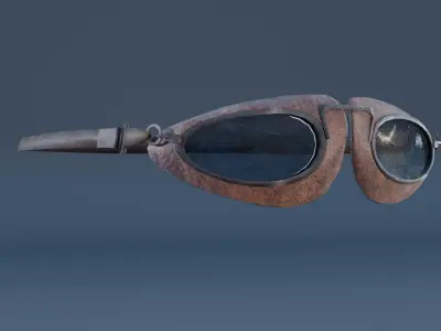 Worn Vintage Aviator Goggles Low-poly 3D model