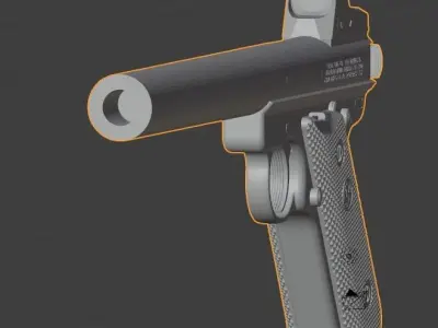 Ruger MK IV with Integral Suppressor Free low-poly 3D model