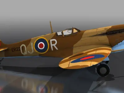 SPITFIRE MK VB TROP 92nd Squadron Low-poly 3D model