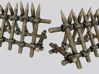 Wooden Barricade Defense PBR Low-poly 3D model