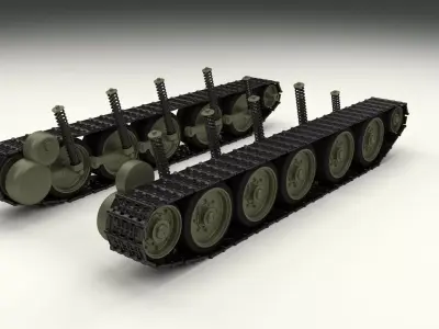 T-34 Tank Tracks and Suspension 3D model